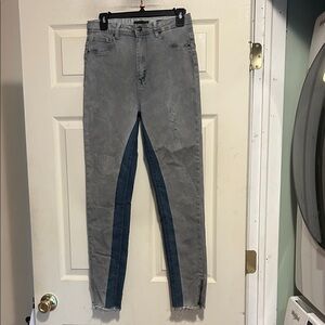 Lala Anthony 2-Tone Gray and Blue Stiletto High Rise Skinny Jeans Size 12/32